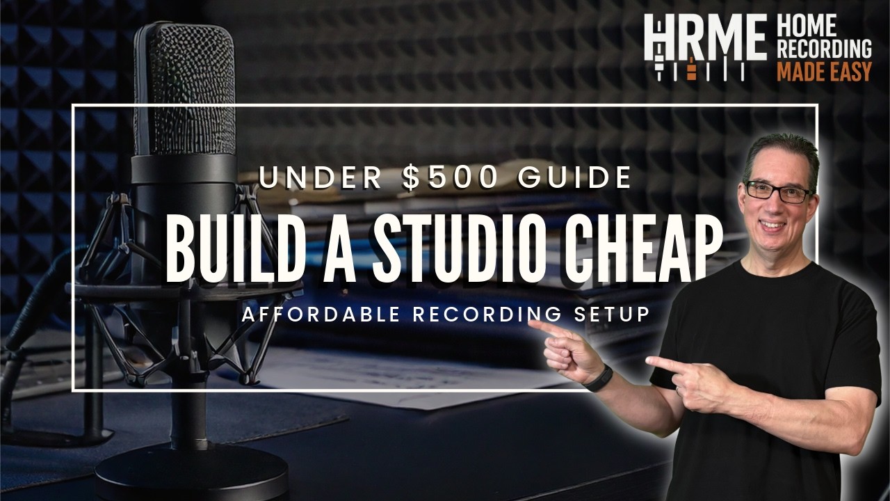 Budget home recording studio setup under $500 with microphone, headphones, audio interface and computer workstation