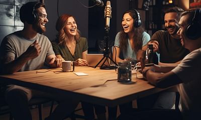 What are some tips for podcasting with multiple people in the same room?